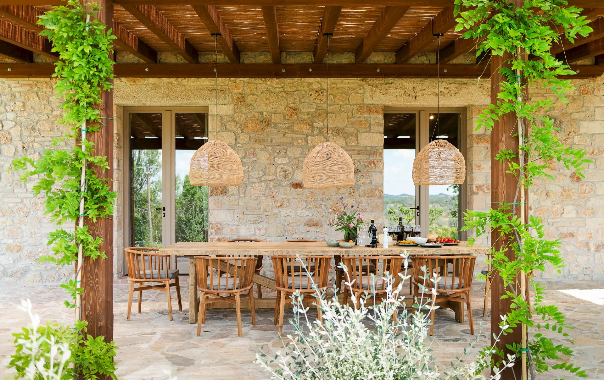 terrasse maison en pierres en Ombrie La Selva terrasse maison en pierres en Ombrie La Selva