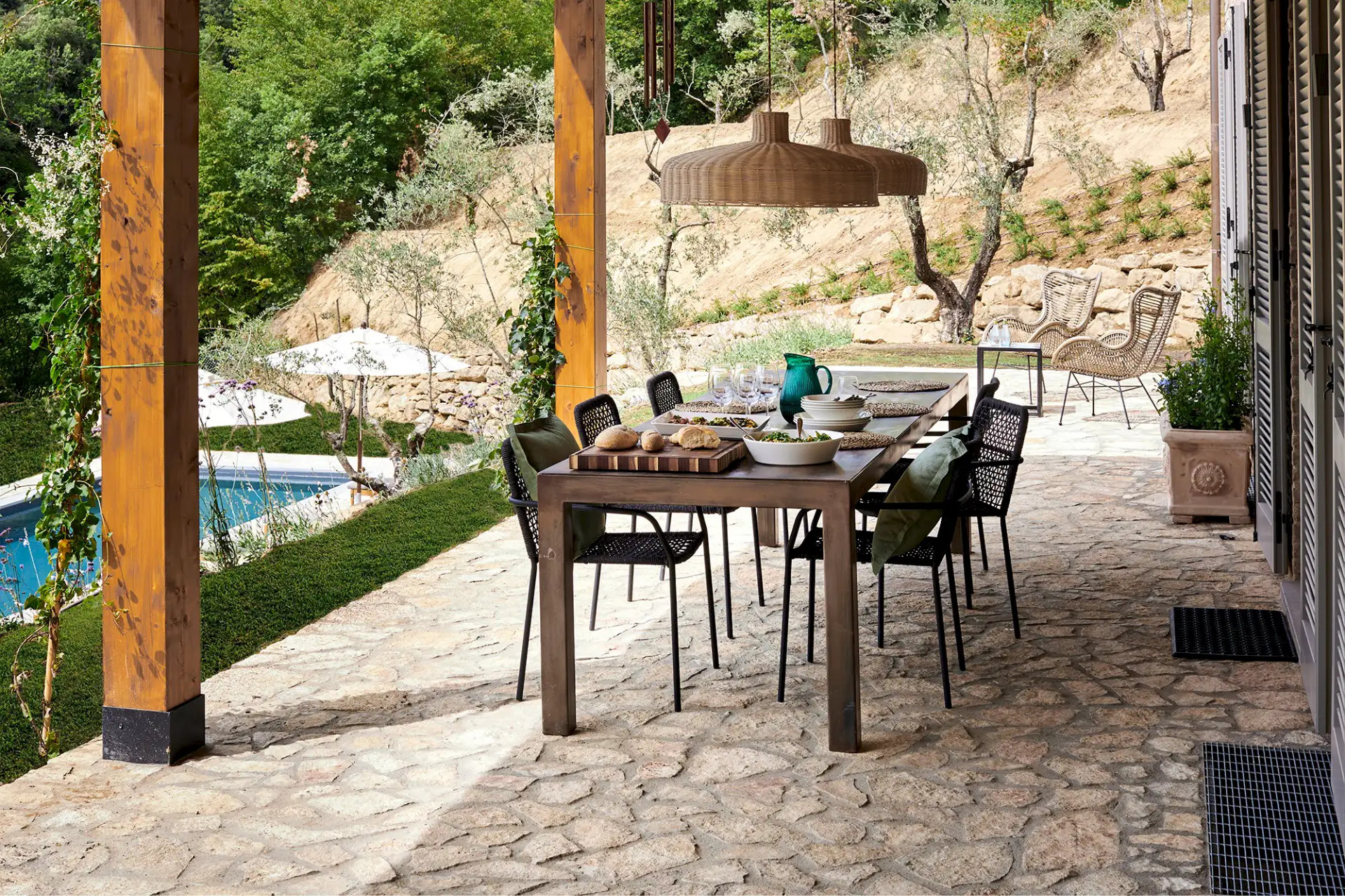 terrasse avec pergola bois