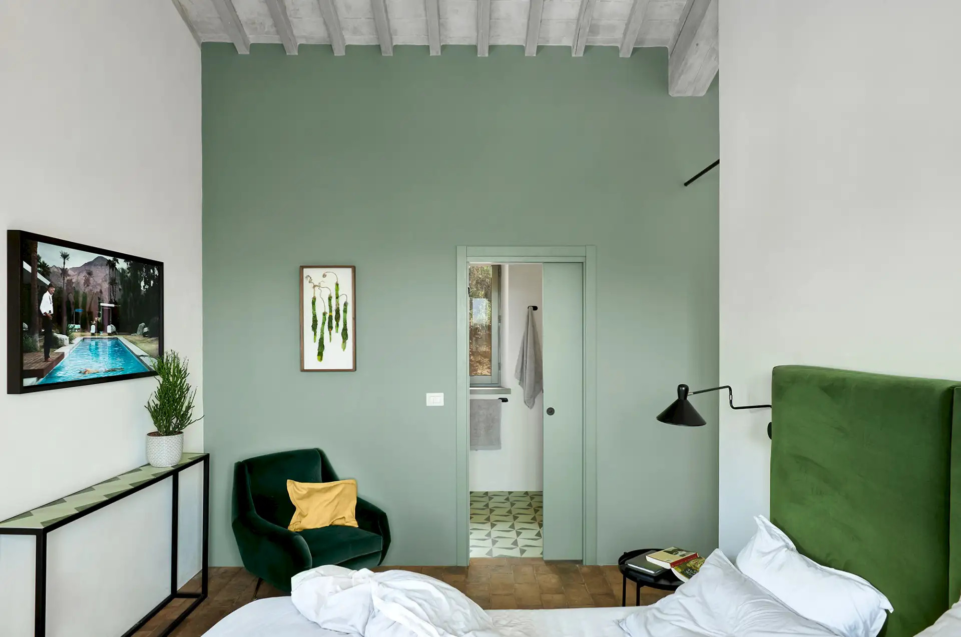 chambre décoration contemporaine verte