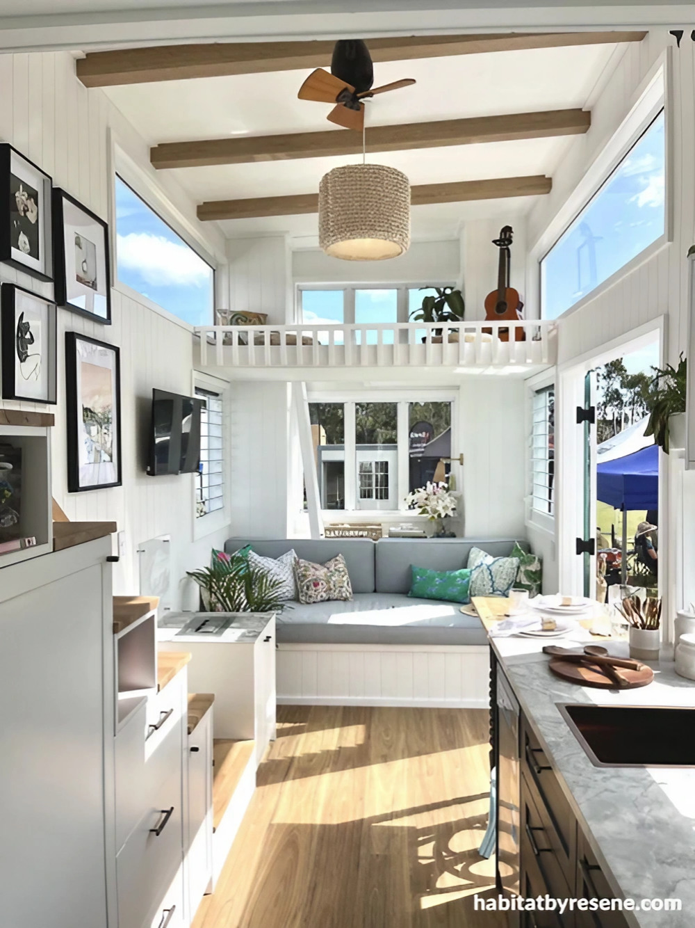salon tiny house décoration hamptons