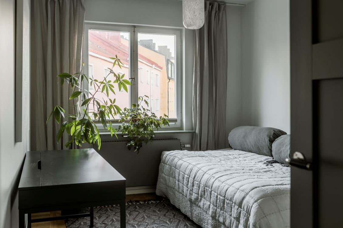 chambre vert grisé décoration contemporaine