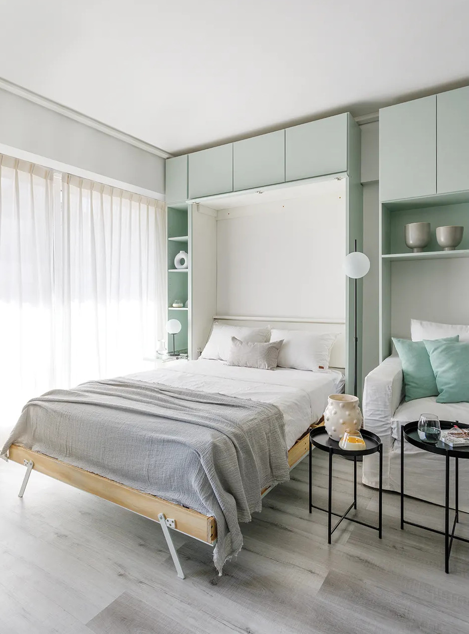 salon avec lit armoire