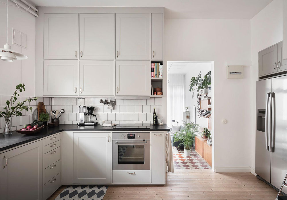 cuisine blanche avec parquet