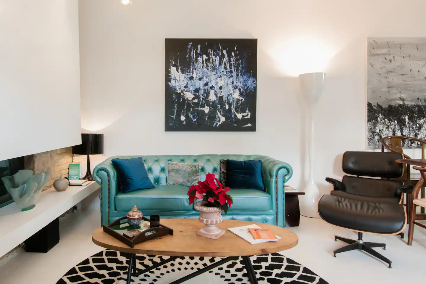 salon canapé chesterfield bleu