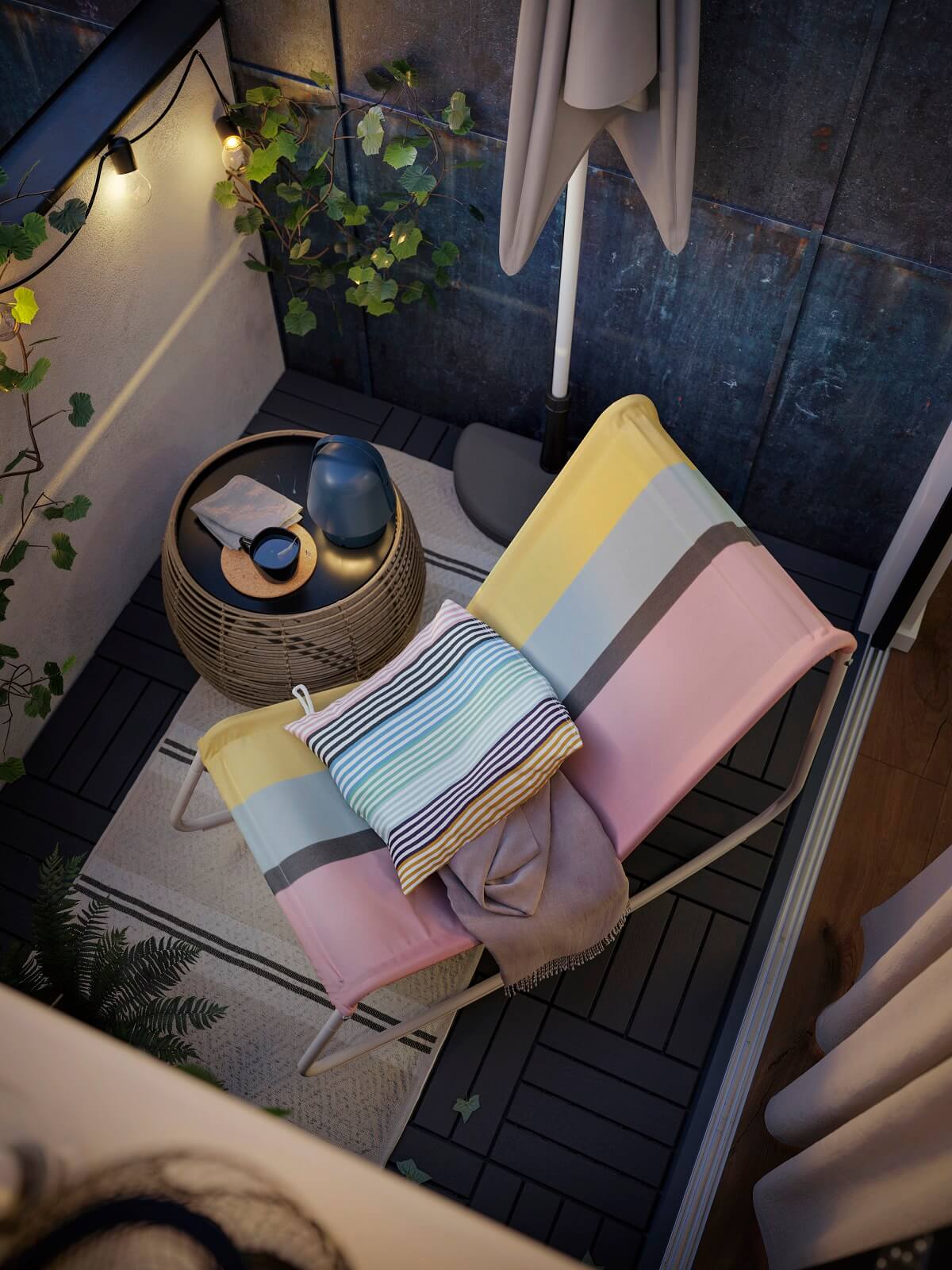 fauteuil extérieur à rayures IKEA 