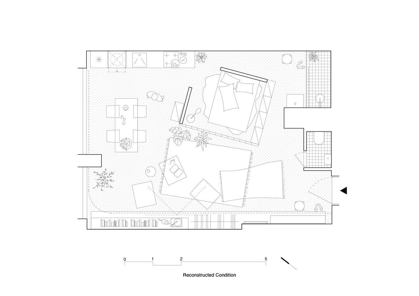 plan petit loft 52m2 décoration design