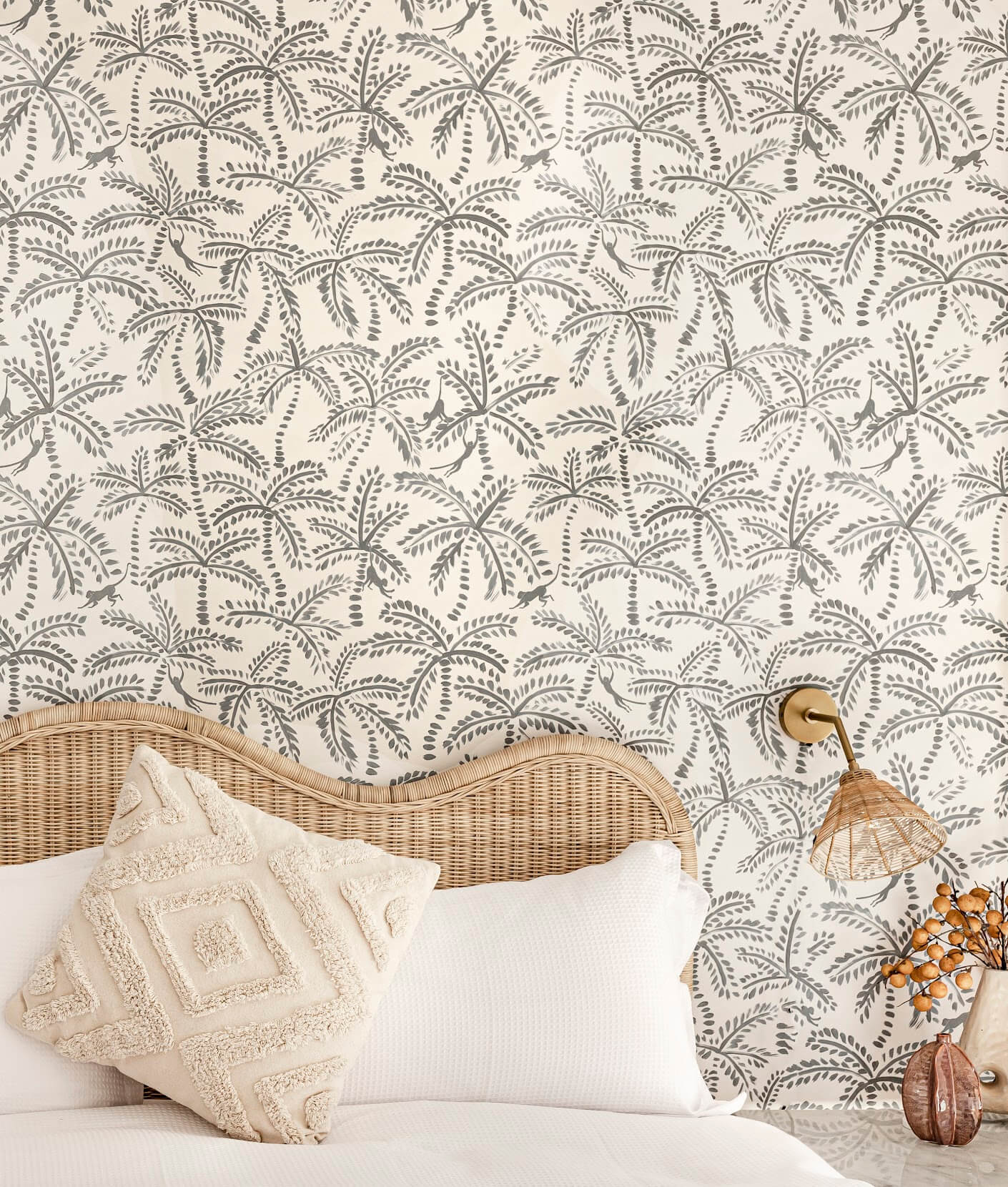 chambre avec papier-peint décoration contemporaine