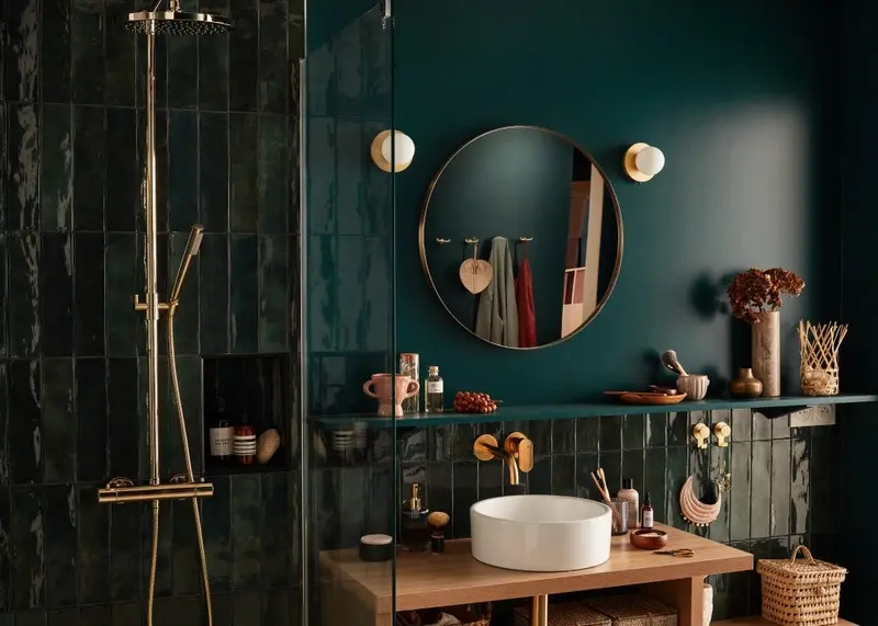 salle de bain carrelage vert
