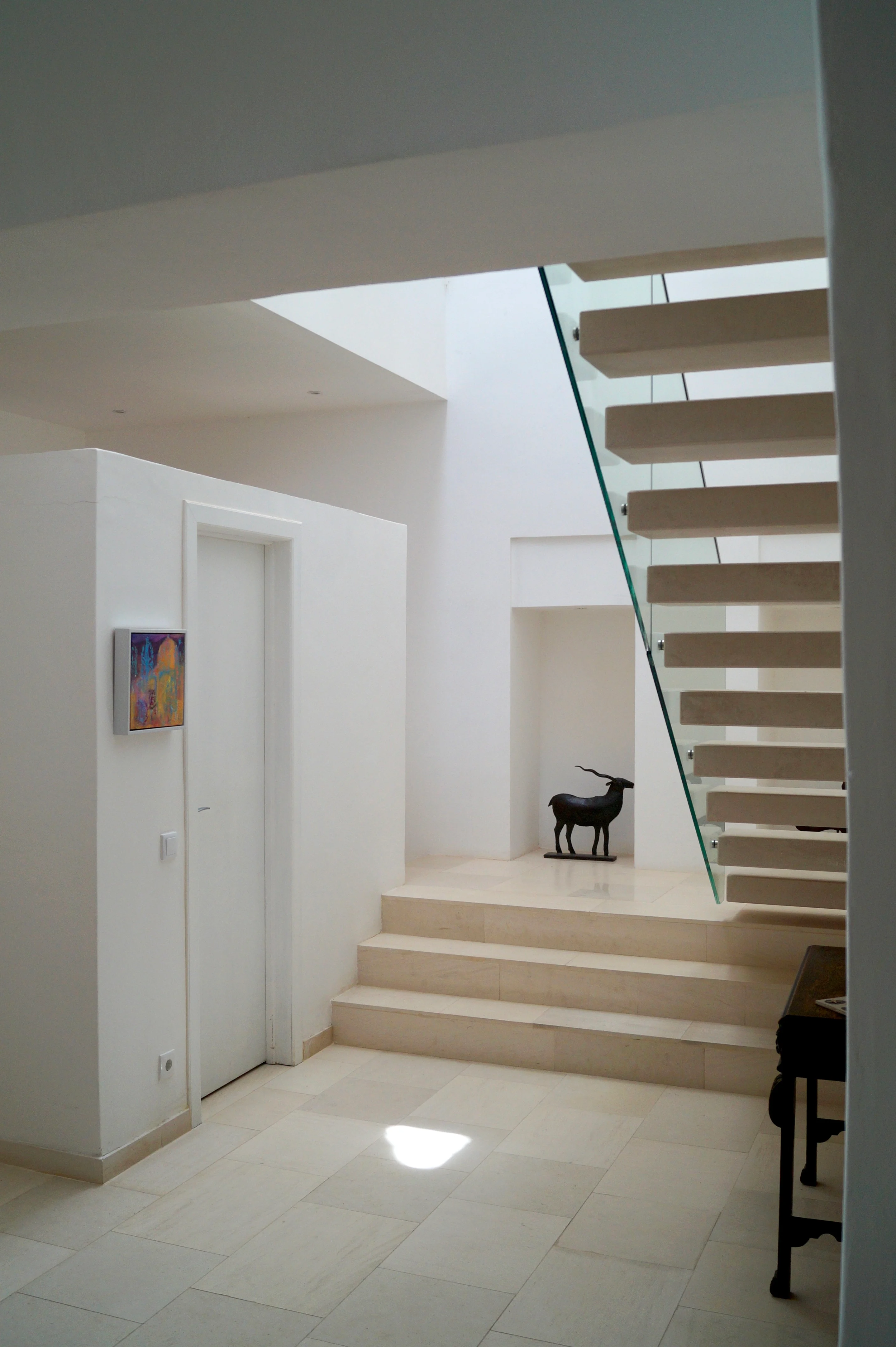 escalier verre et bois