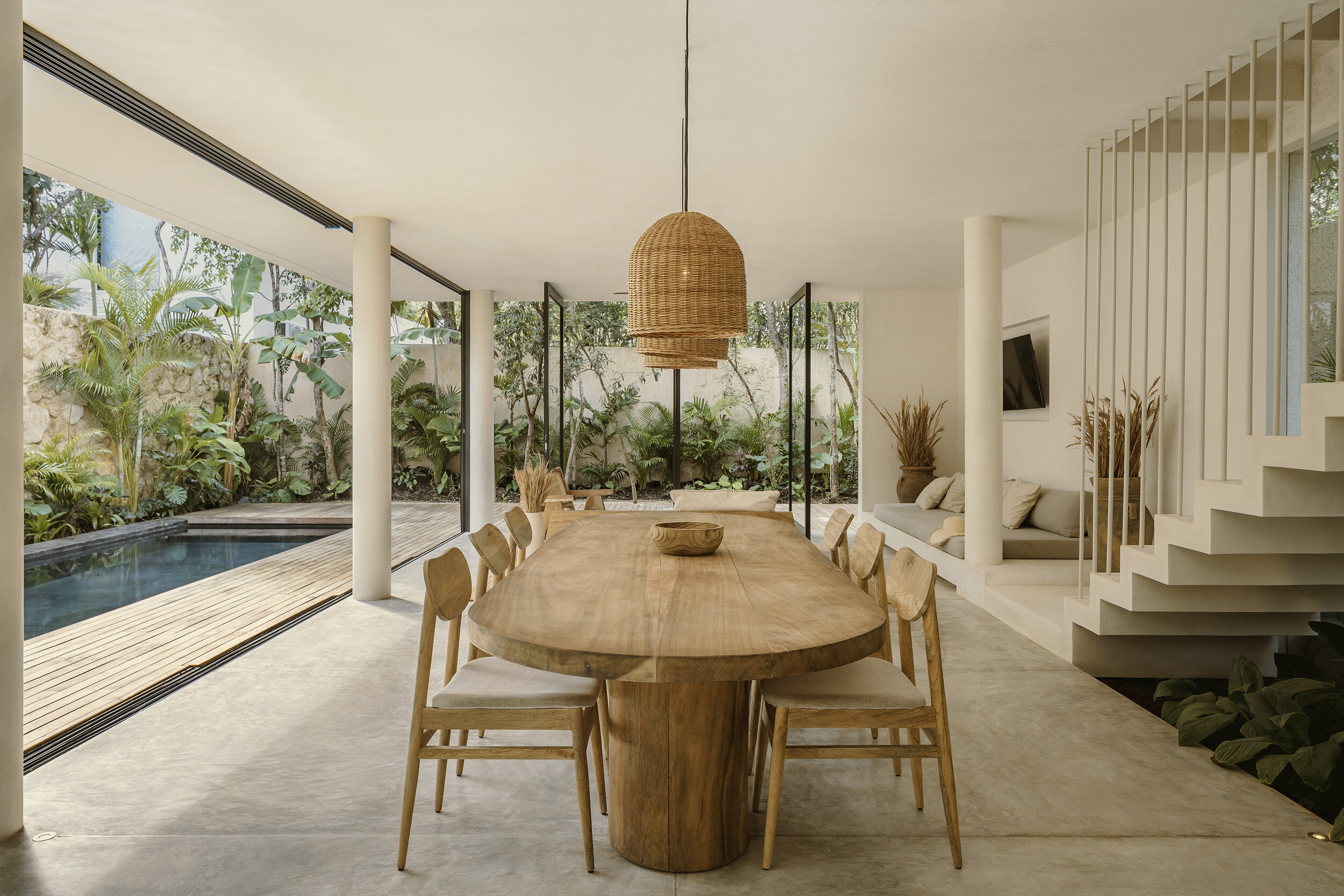 salle à manger décoration naturelle maison Mexique