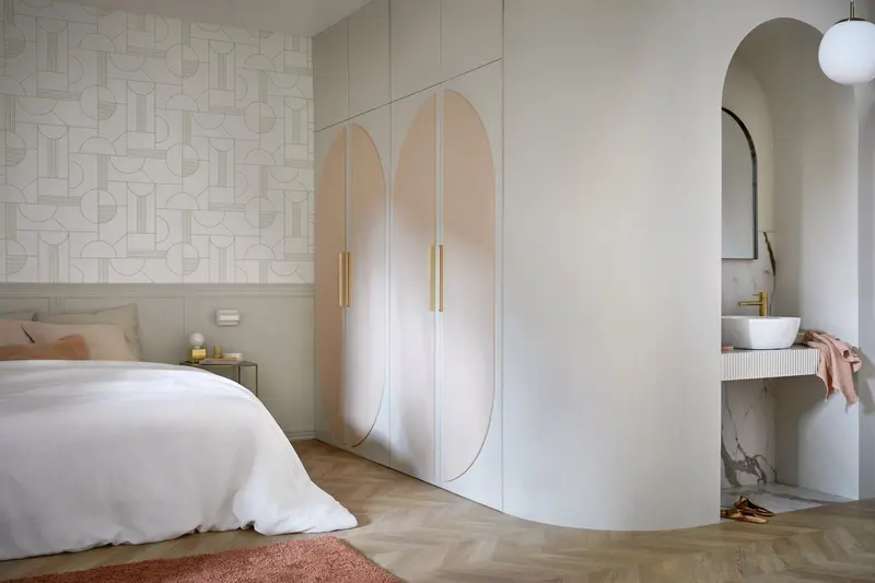 chambre décoration rose poudré et gris