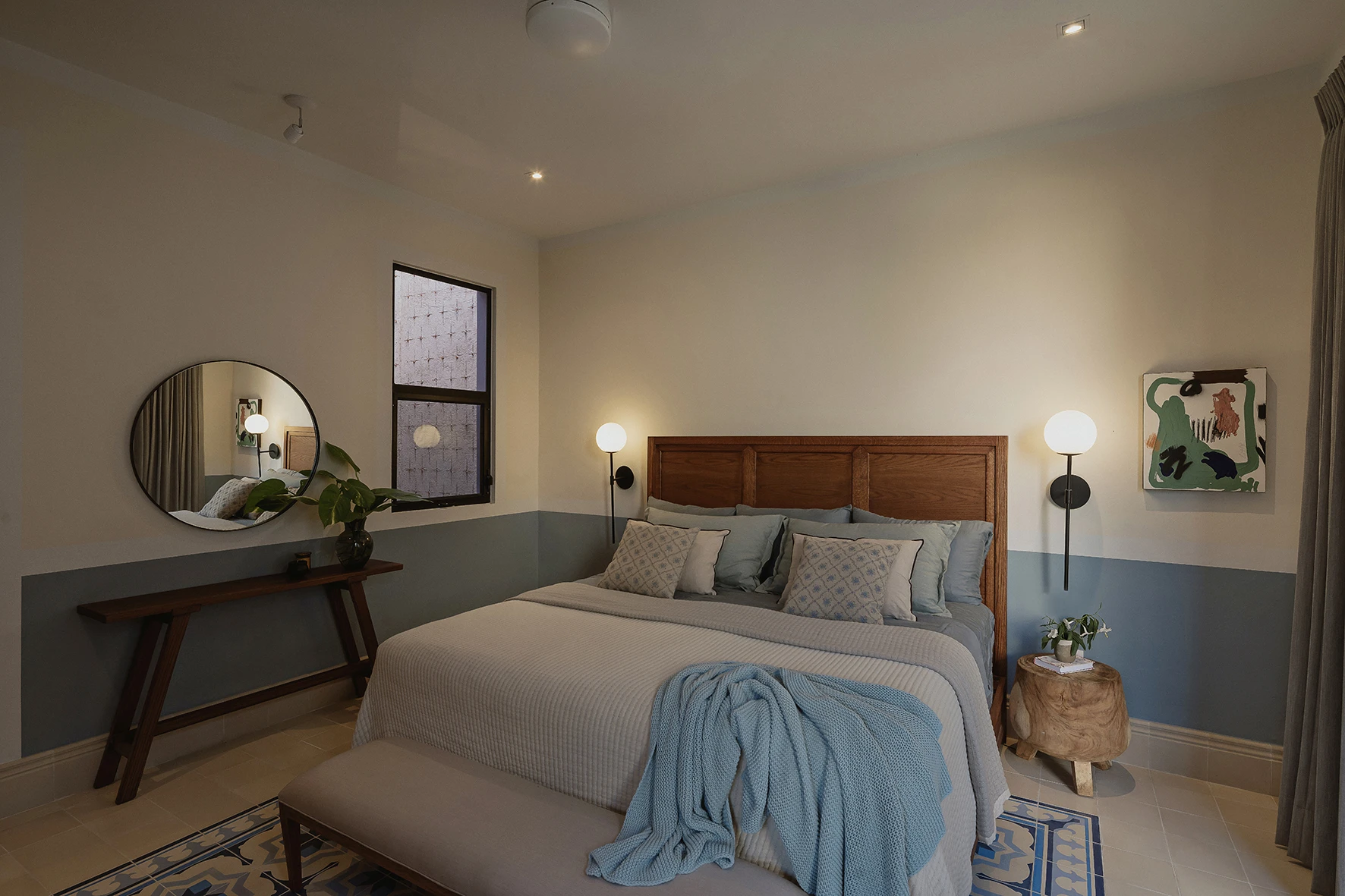 chambre avec carreaux de ciment