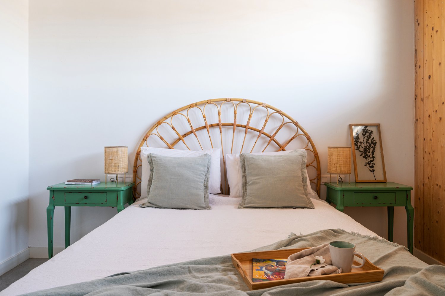 chambre tête de lit rotin