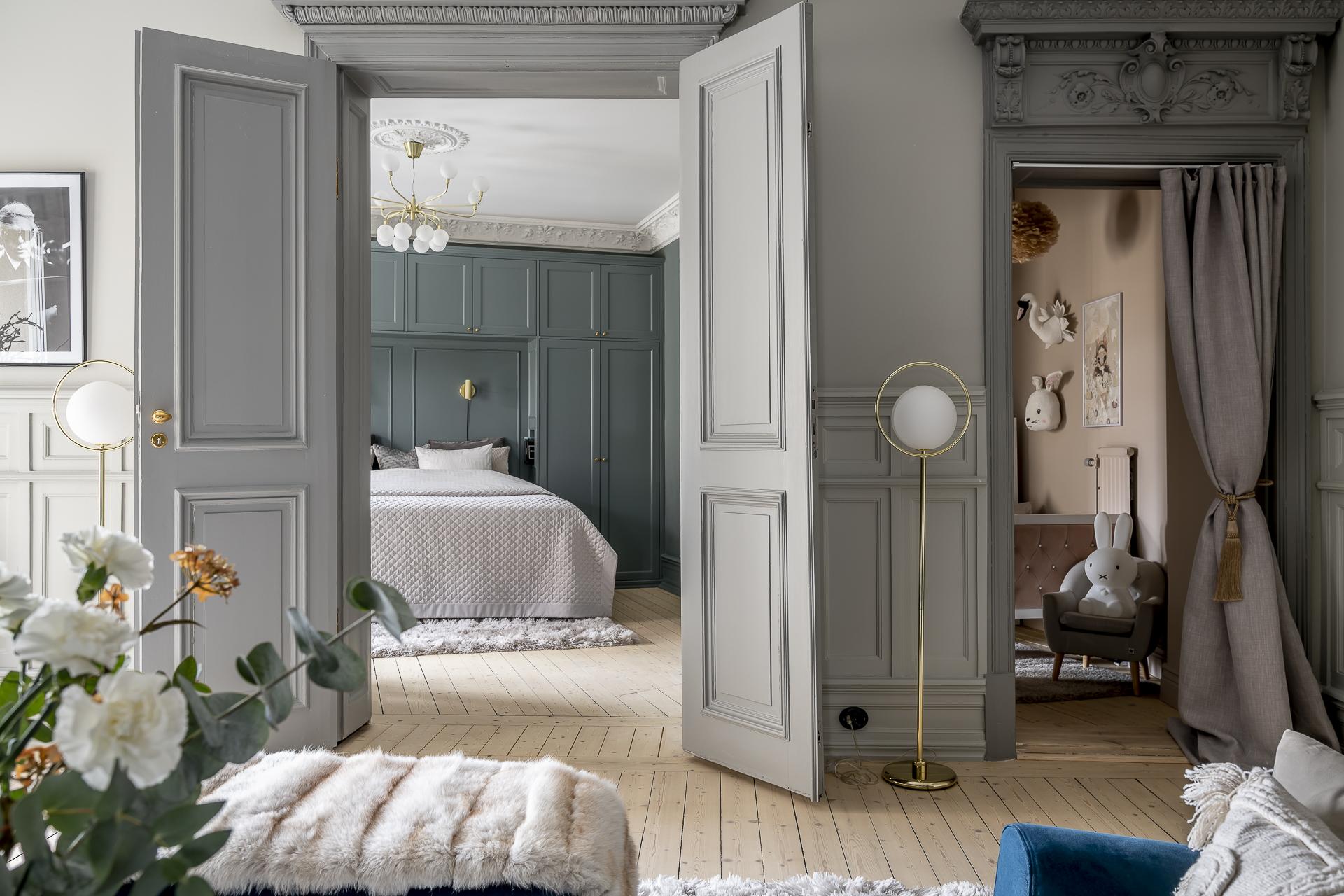 salon avec double portes décoration scandinave