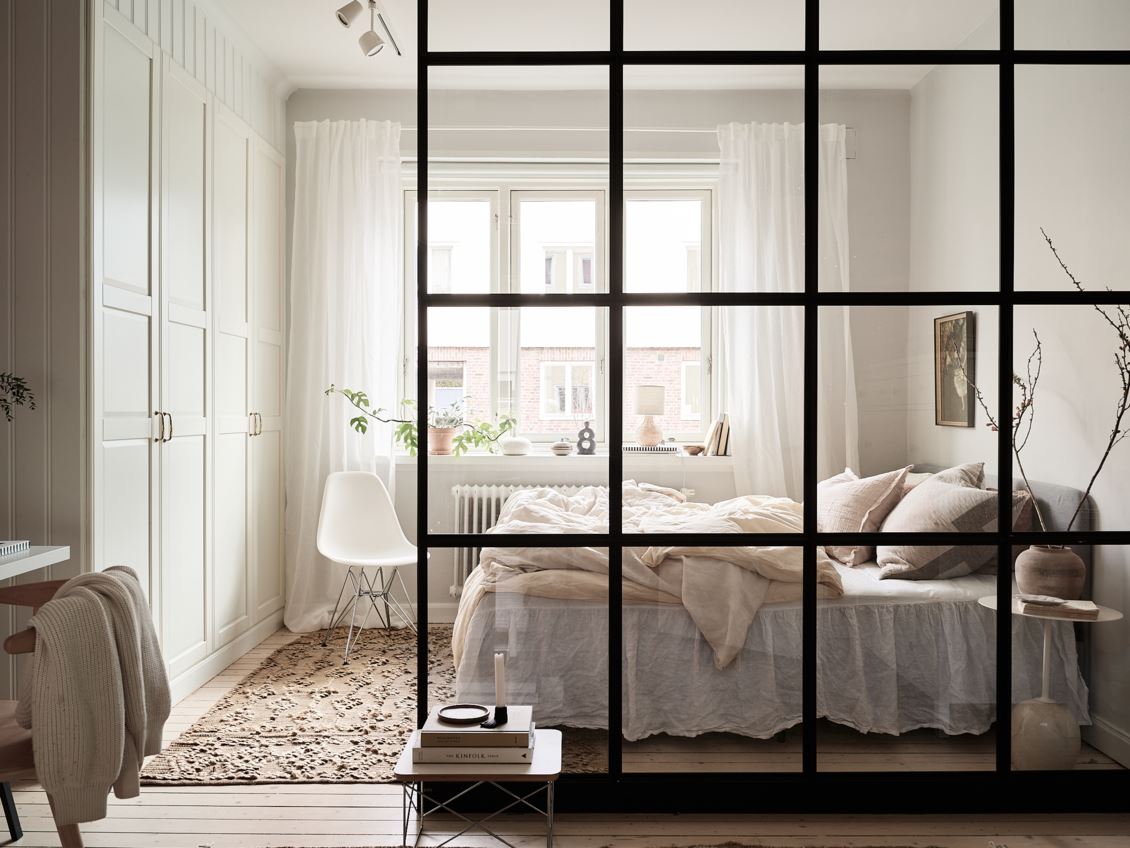 chambre avec verrière décoration scandinave