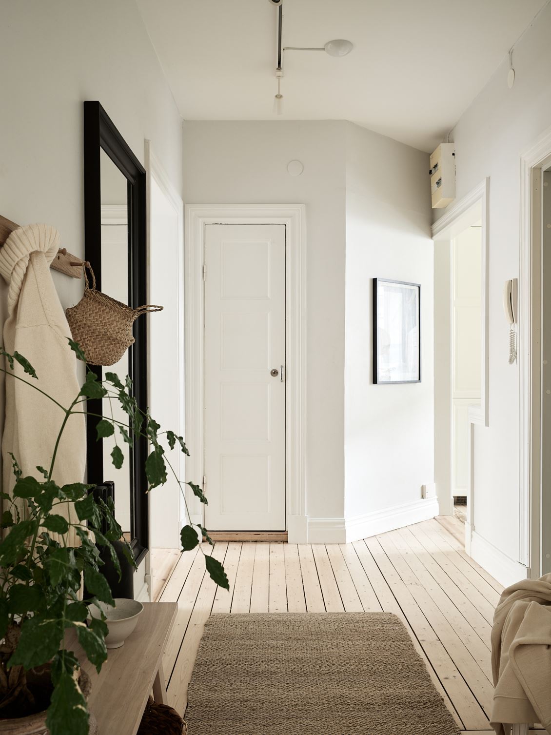 entrée parquet blanchi décoration scandinave