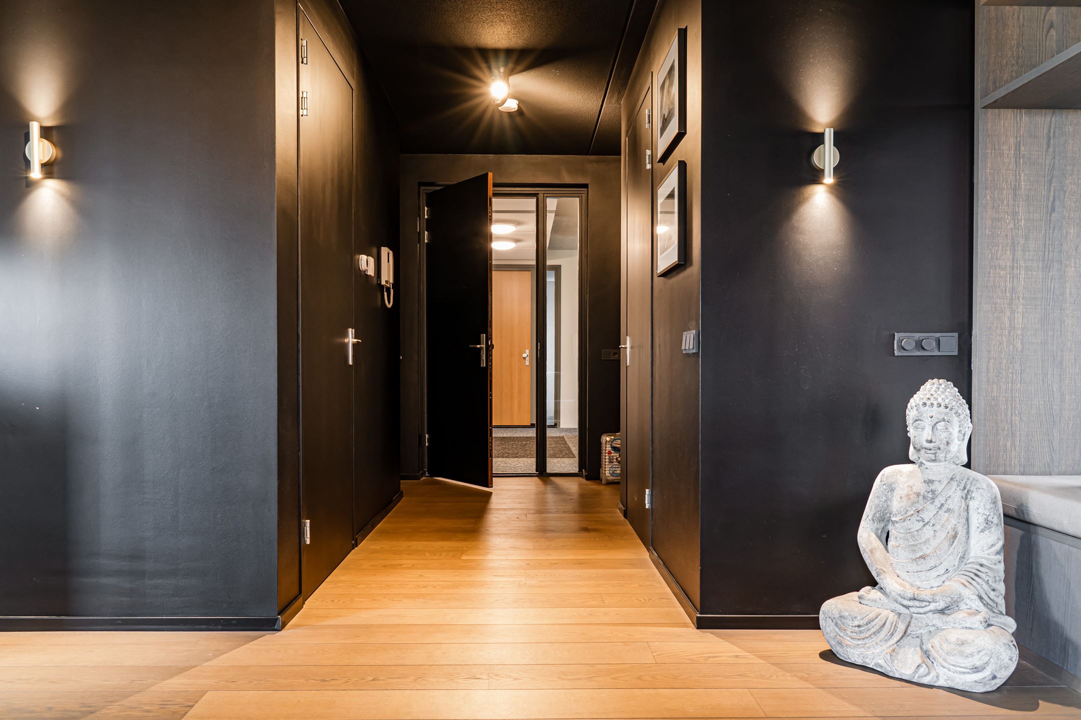 entrée plafond noir décoration contemporaine