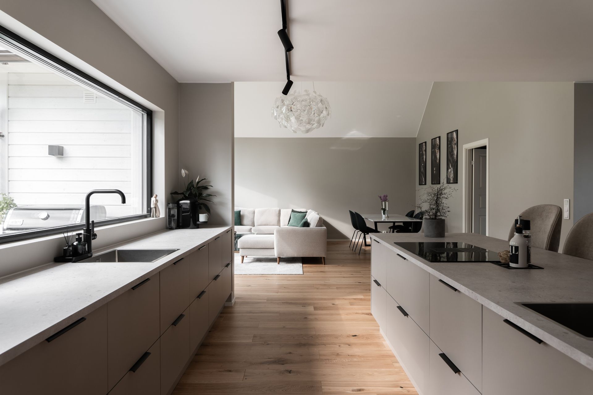 cuisine ouverte grise décoration design