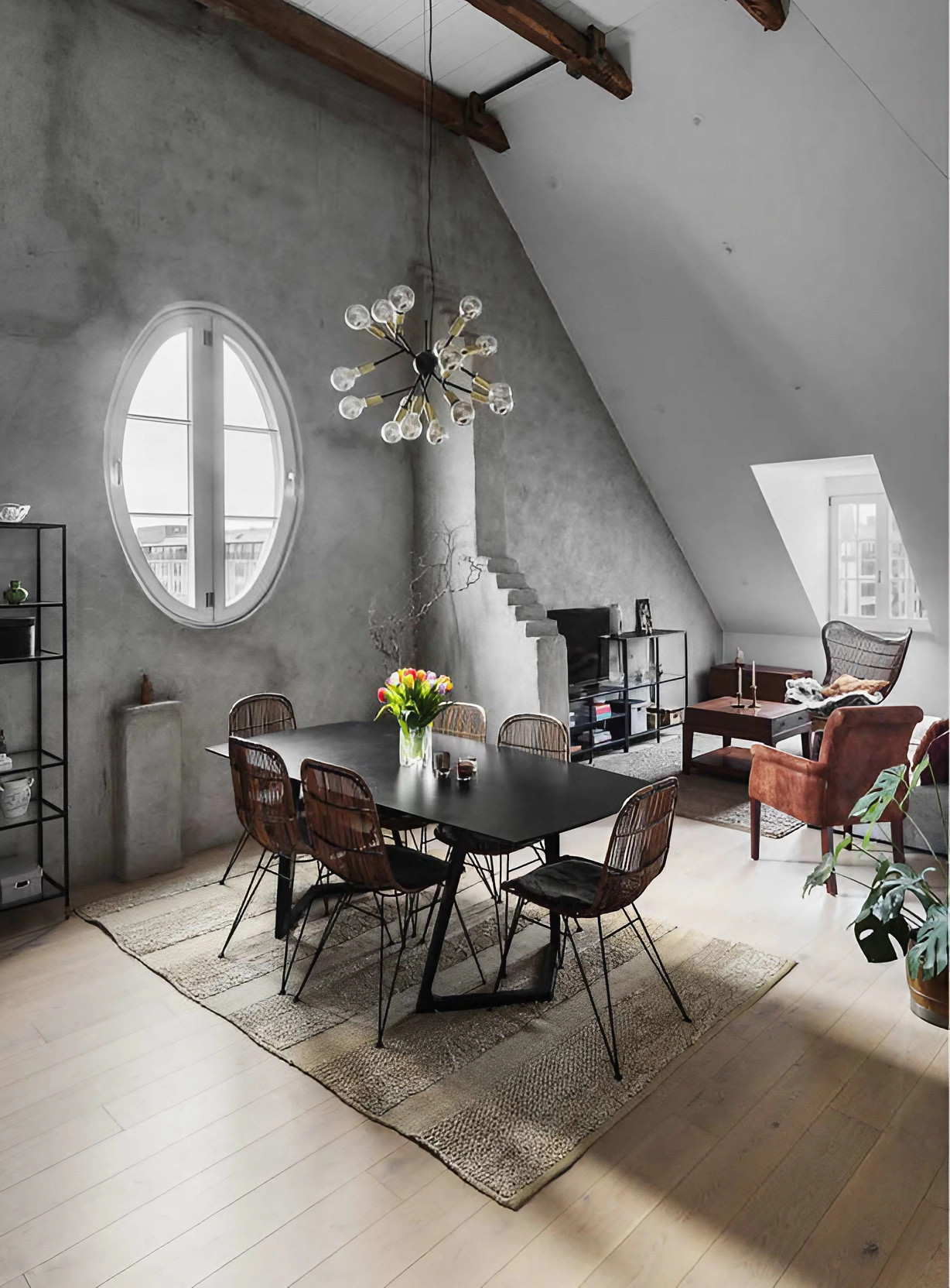 salon duplex décoration grise