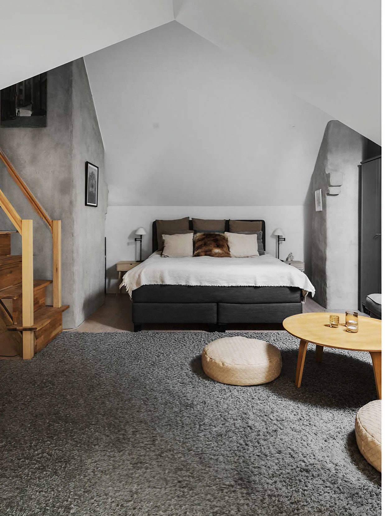 chambre mansardée duplex en gris