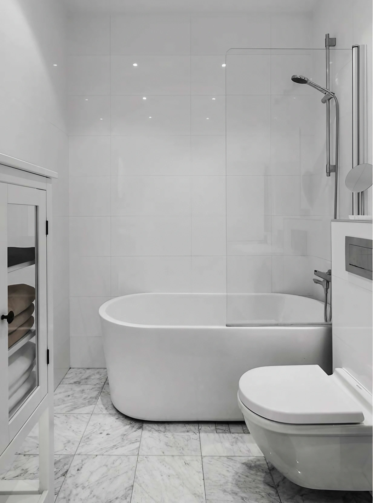 salle de bain design marbre blanc