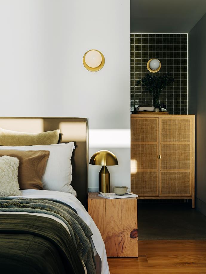 chambre avec salle de bain décoration contemporaine verte