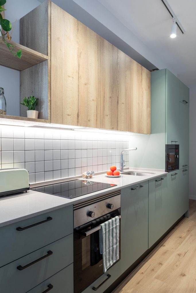 cuisine verte et bois décoration scandinave
