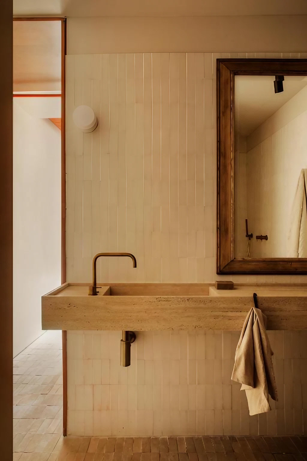 salle de bain vasque travertin