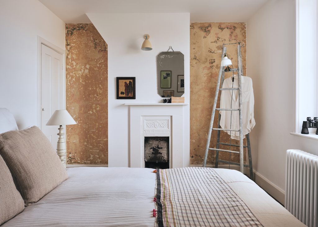 chambre avec cheminée maison de plage anglaise