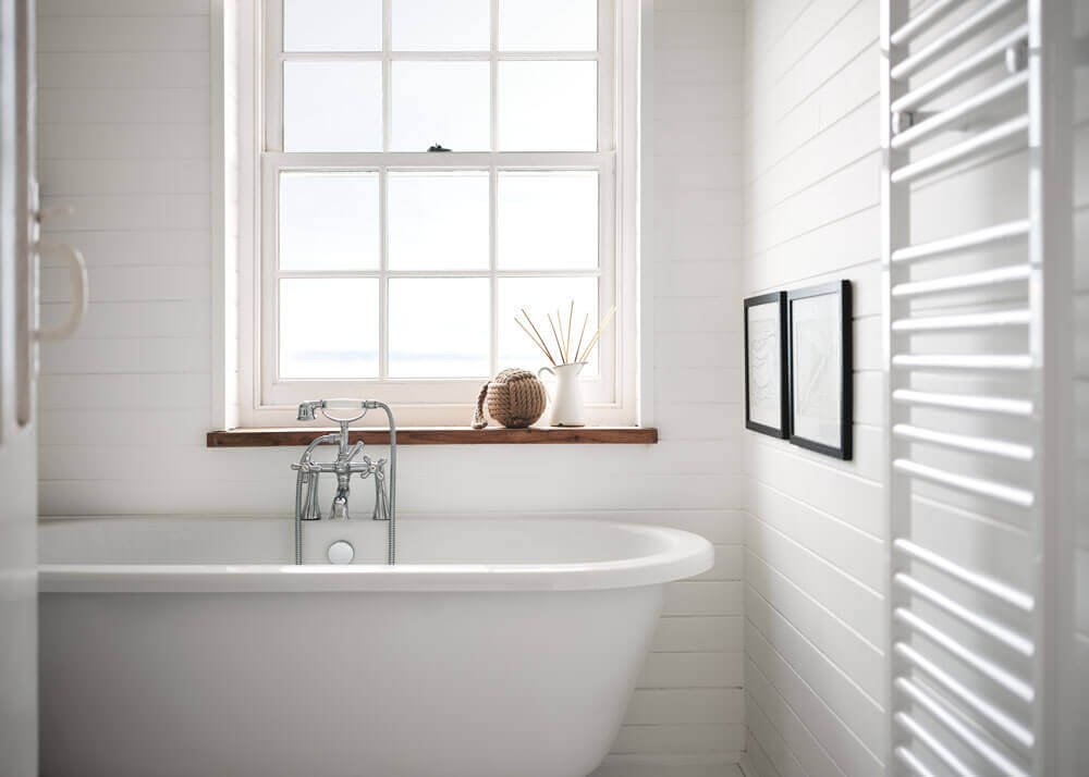 salle de bain rétro maison de plage anglaise