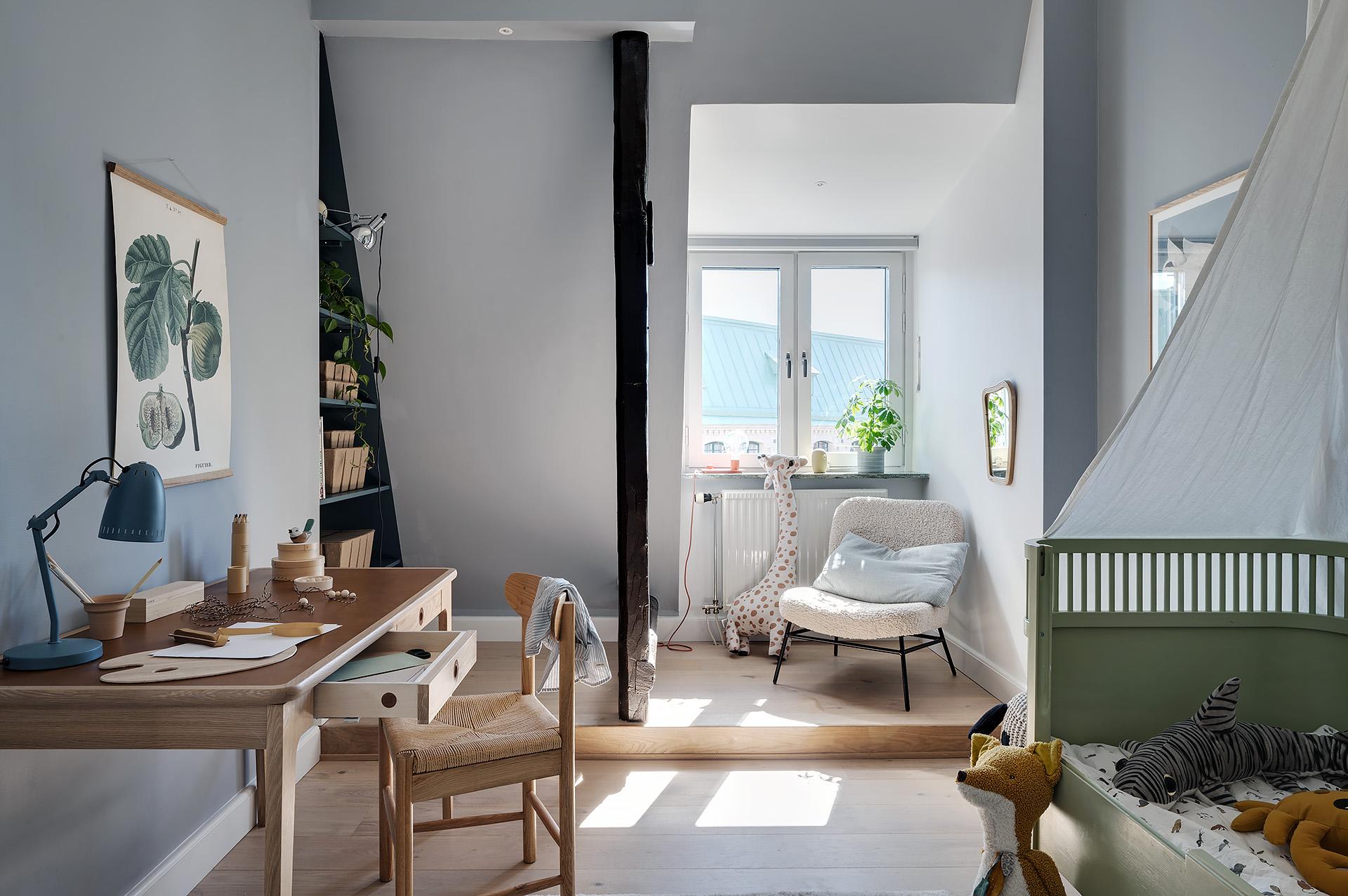 chambre d chambre d'enfant décoration scandinave mur gris
