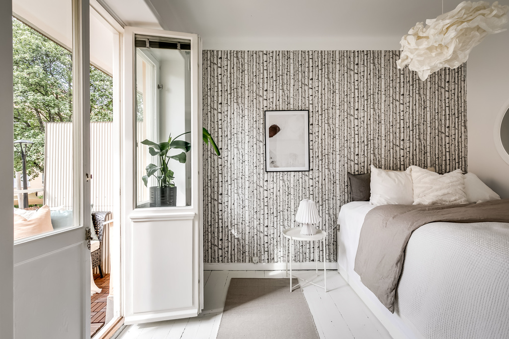 chambre décoration scandinave beige et papier-peint chambre décoration scandinave beige et papier-peint
