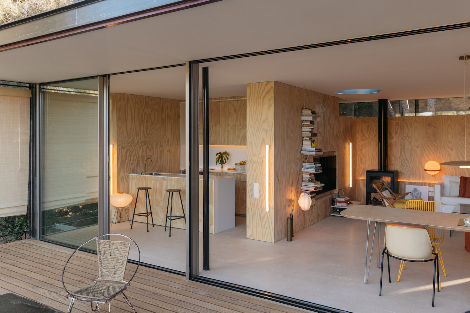 salon et cuisine maison préfabriquée