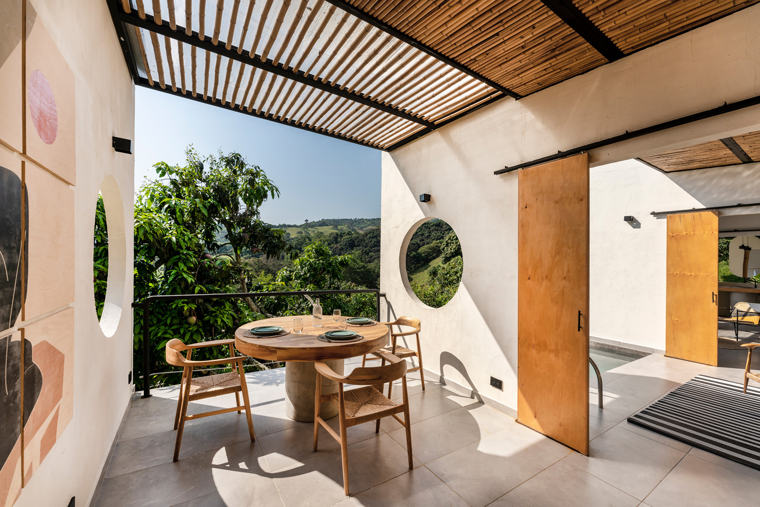 salle à manger avec pergola