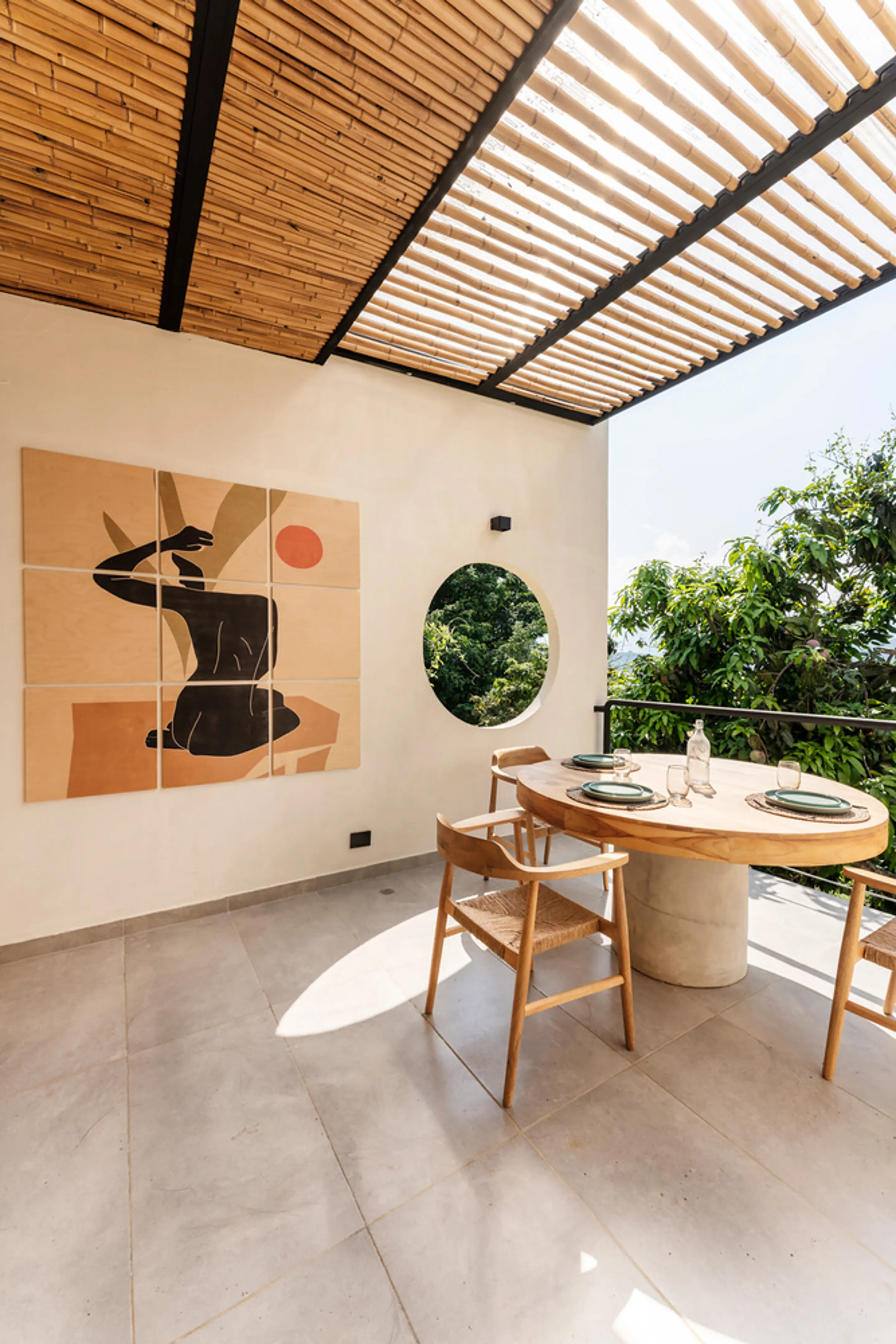 salle à manger avec pergola