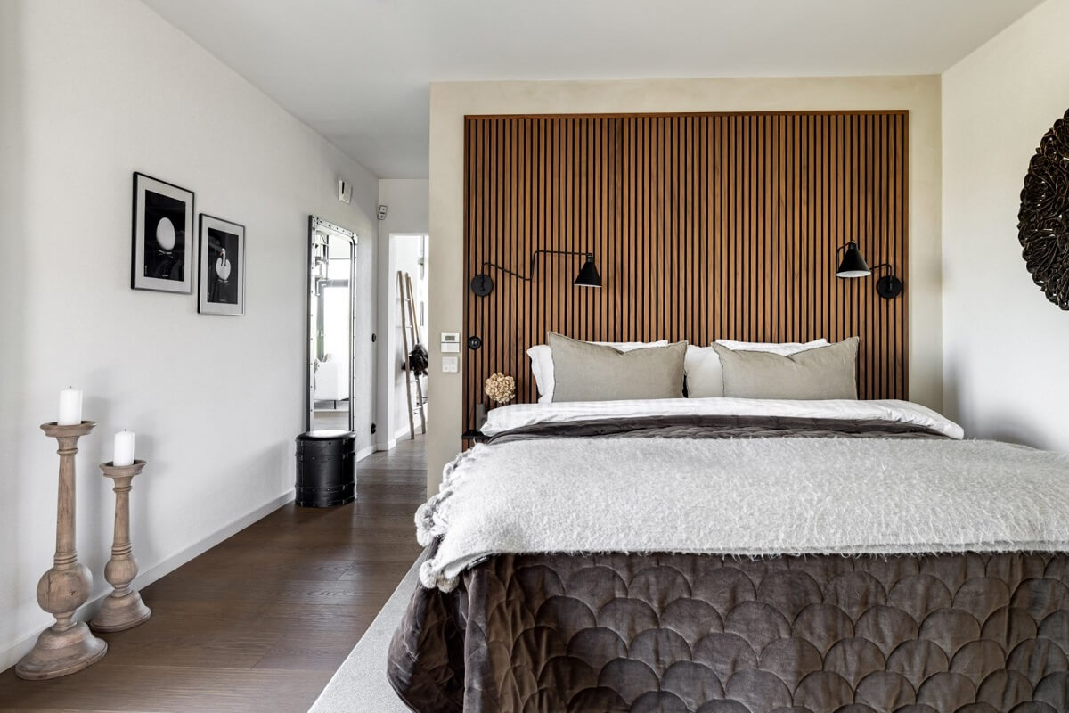 chambre tête de lit tasseau de bois