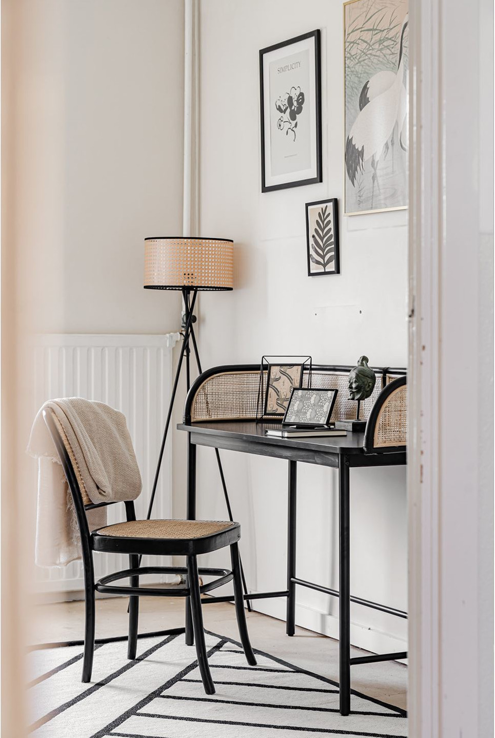 bureau cannage décoration naturelle