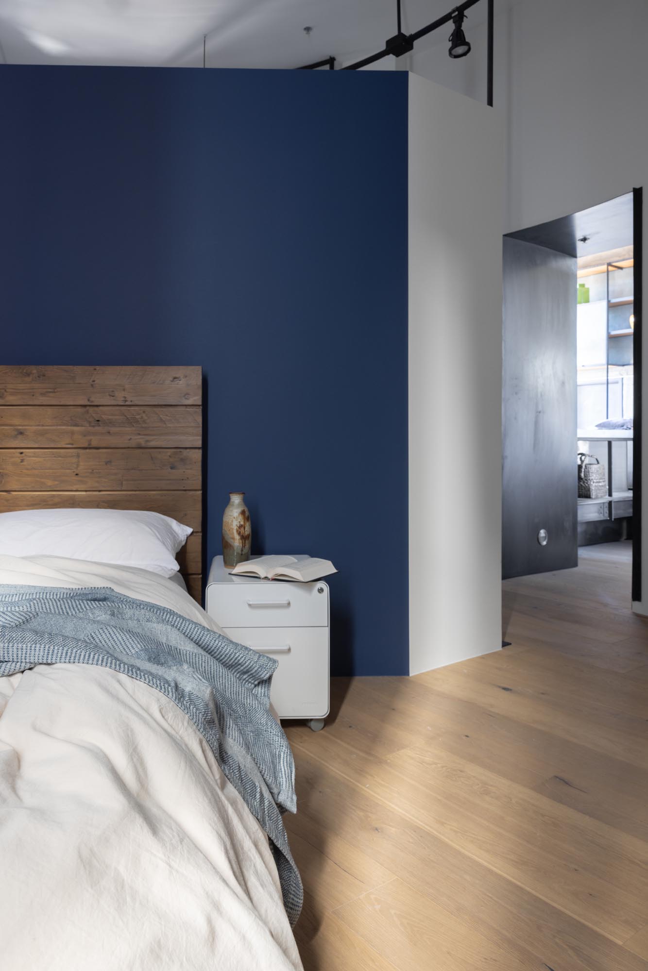 chambre mur bleu