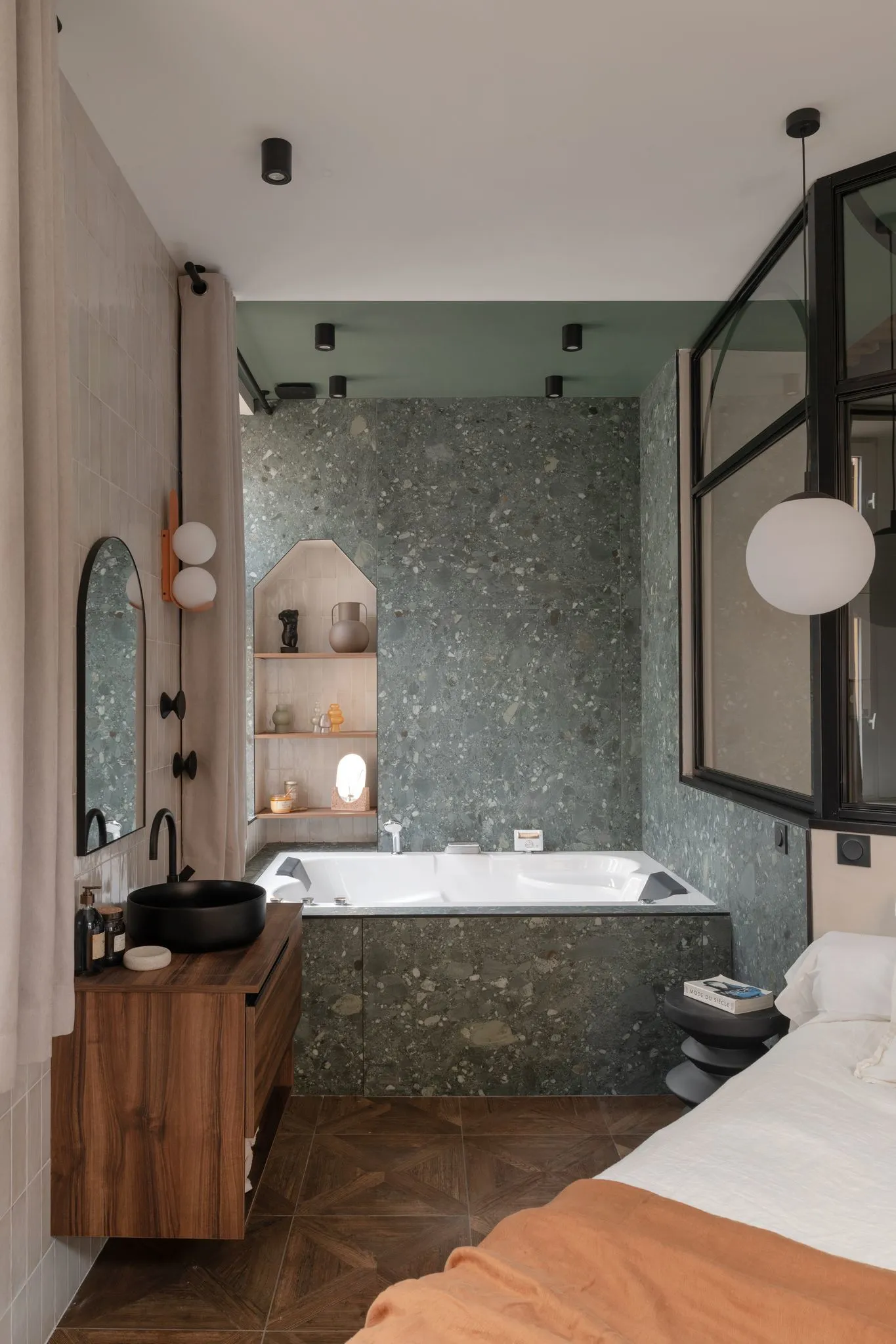 chambre avec verrière et salle de bain ouverte décoration contemporaine chambre avec verrière et salle de bain ouverte décoration contemporaine
