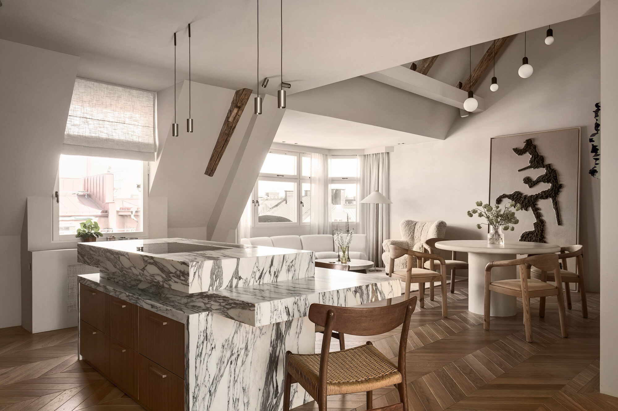 cuisine décoration design bois et marbre