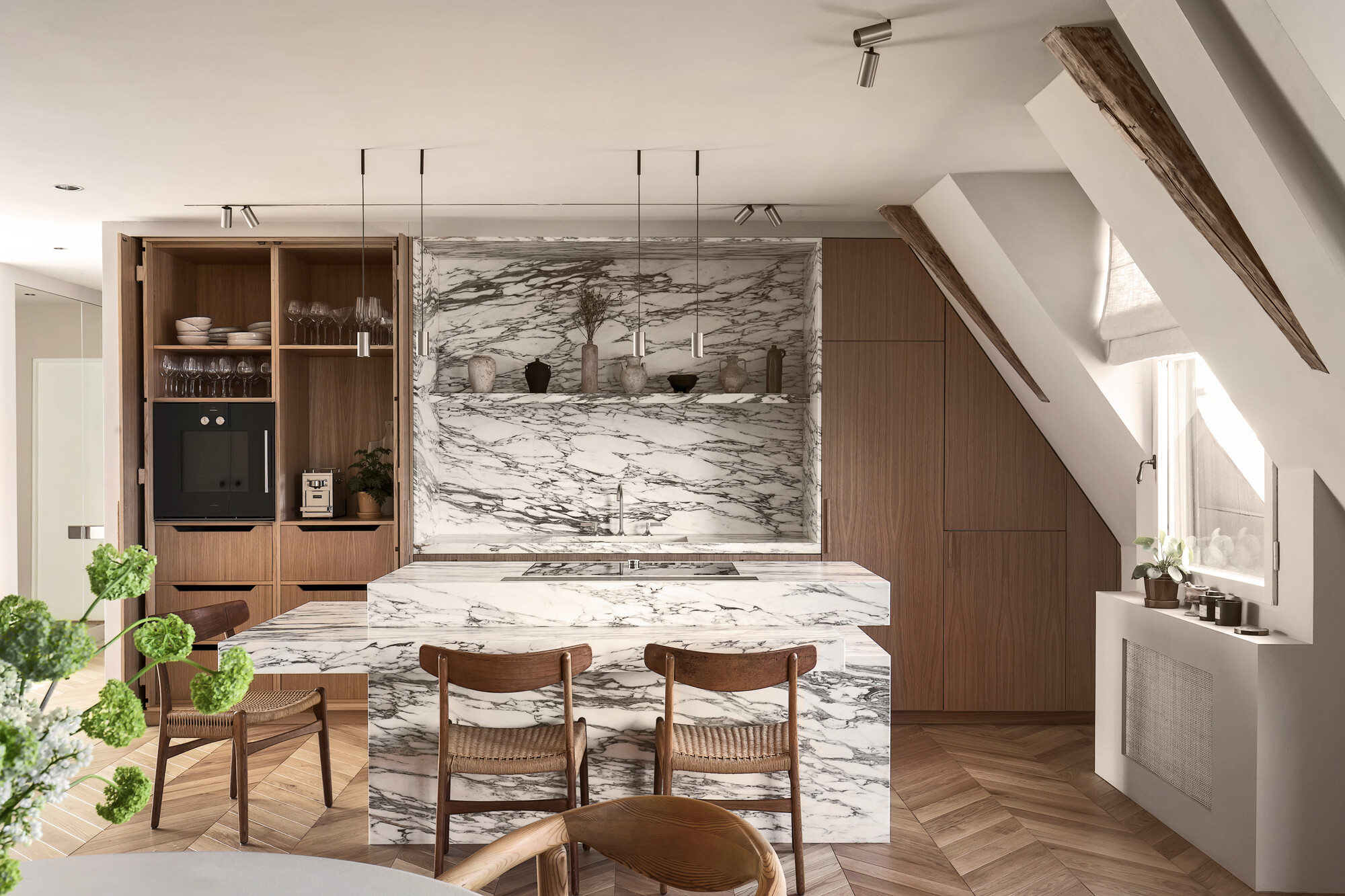 cuisine décoration design bois et marbre