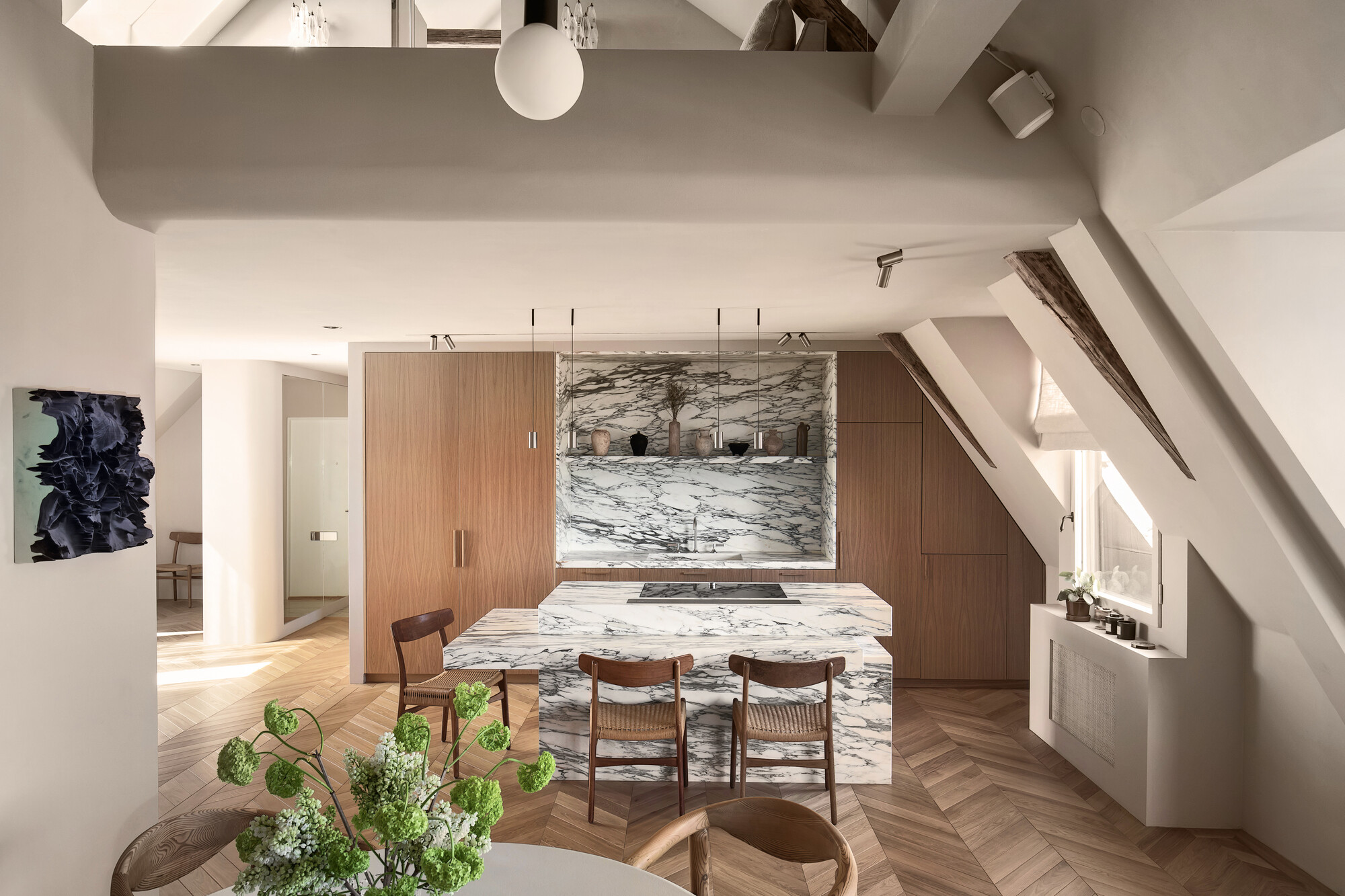 cuisine décoration design bois et marbre