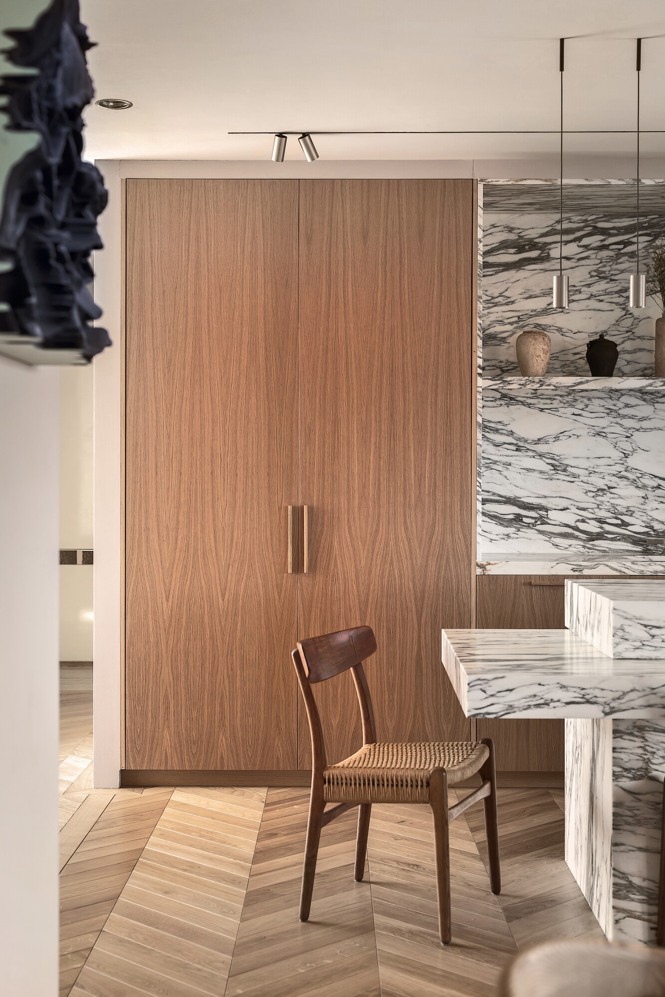 cuisine décoration design bois et marbre