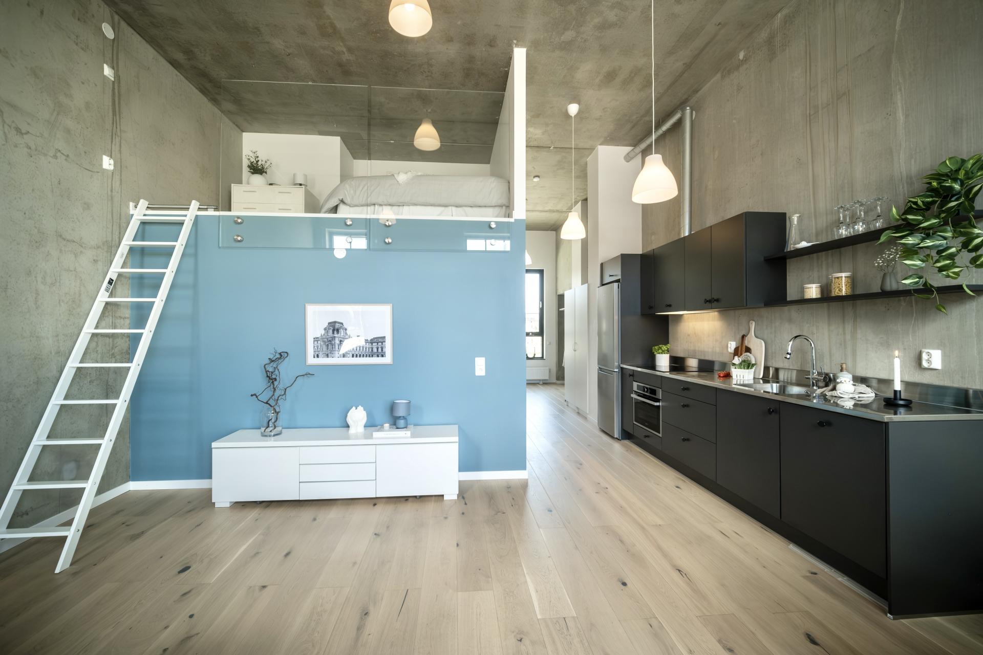 murs béton mini loft 55m2