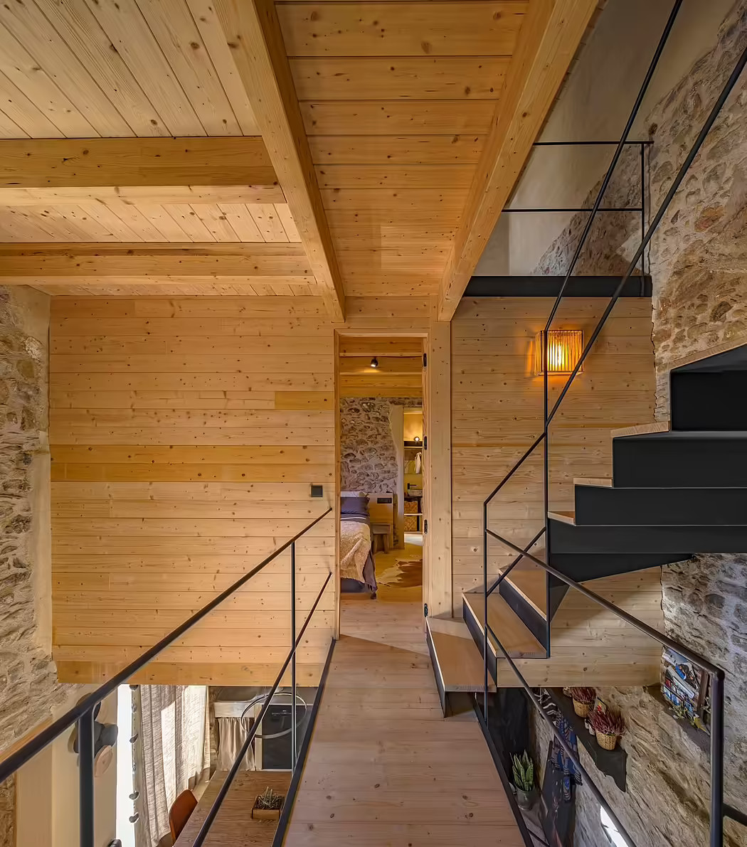 escalier en acier avec coursive