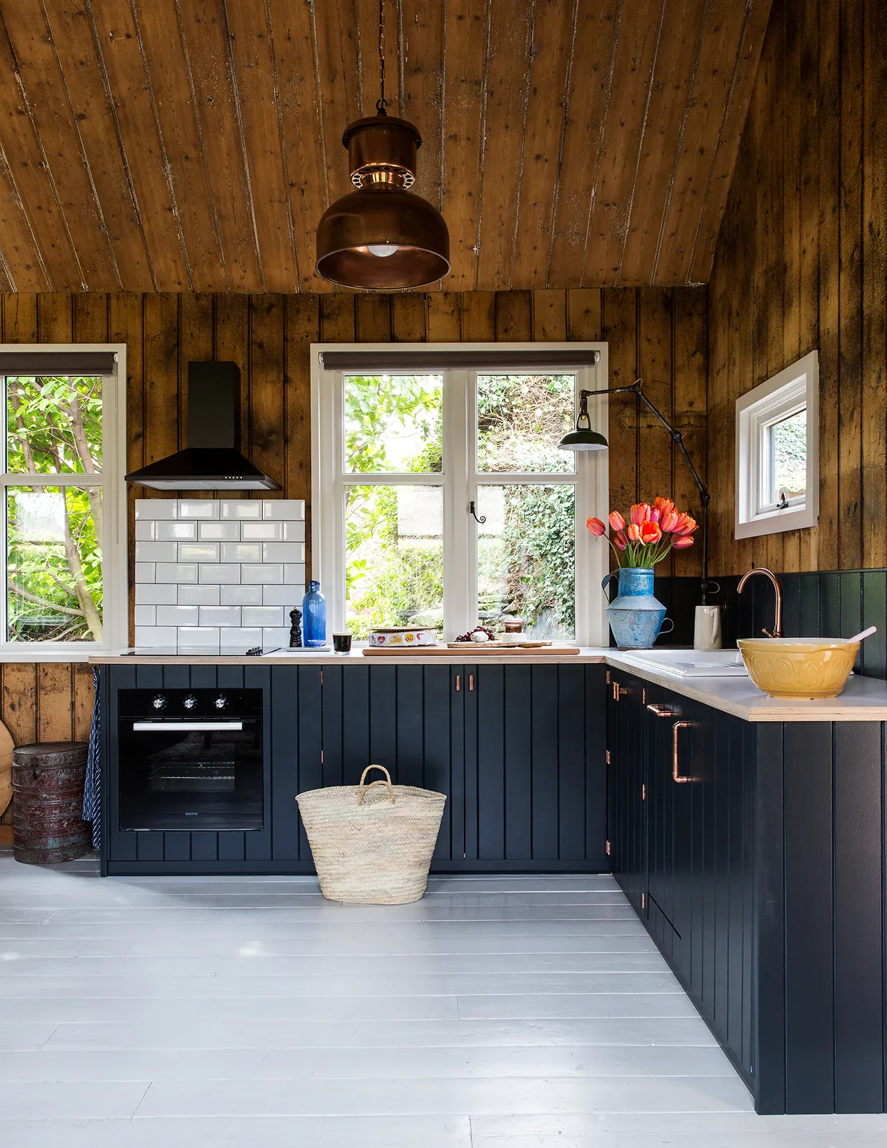cuisine ouverte en angle bleue