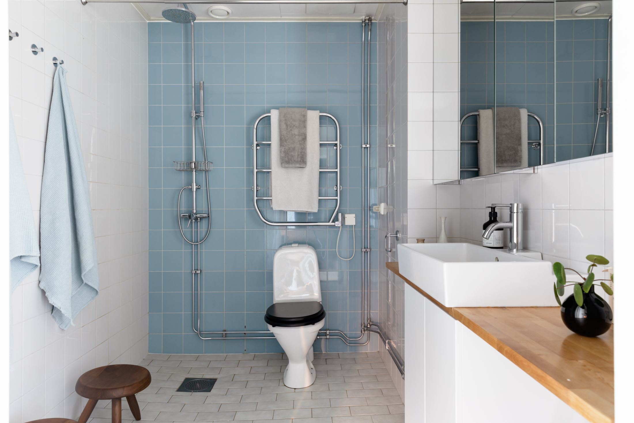 salle de bain carrelage bleu