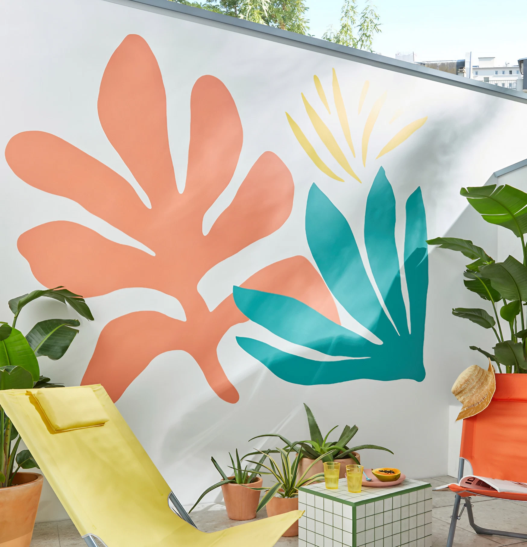 mur fresque peinte couleurs vives