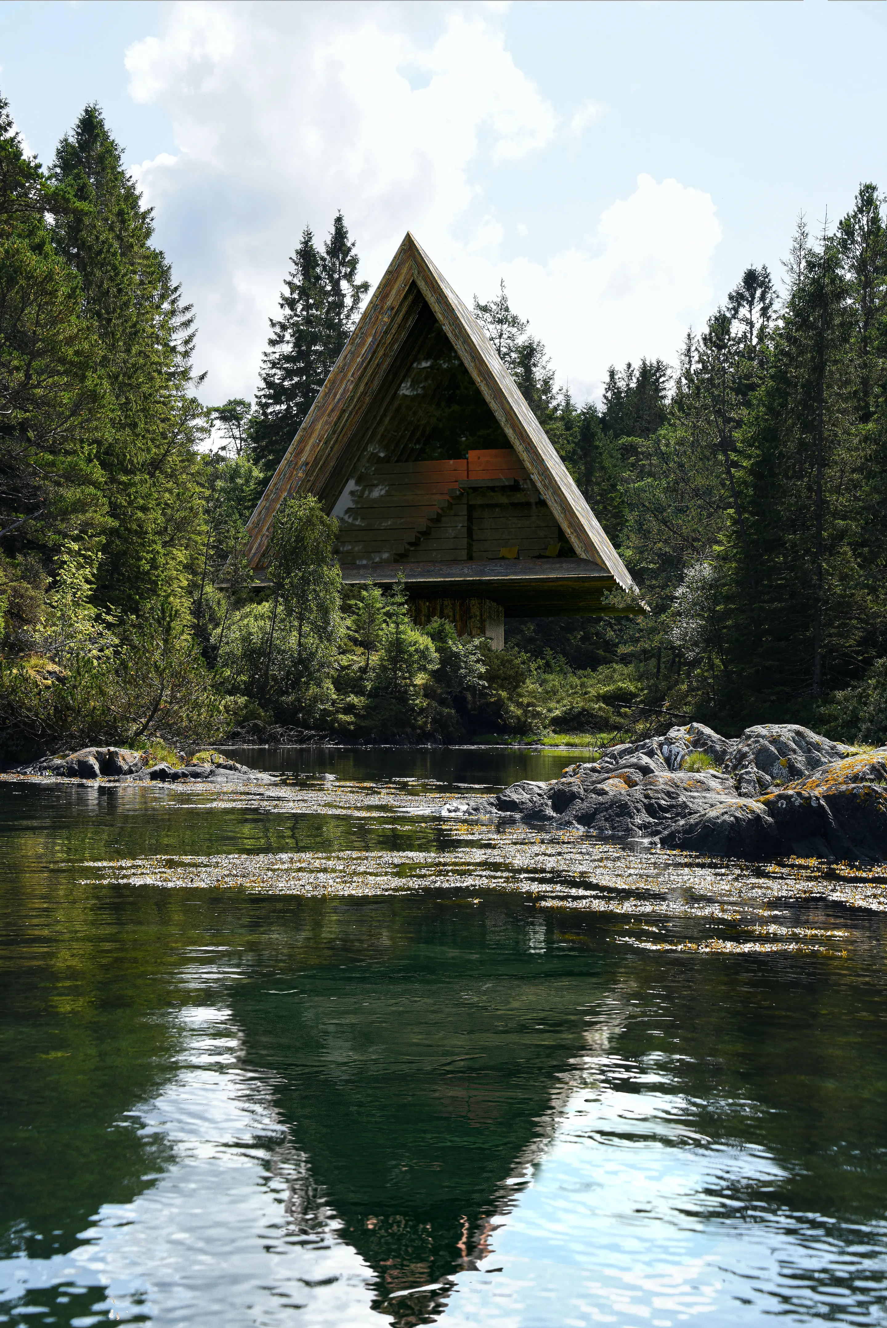 maison A Frame au bord de l'eau