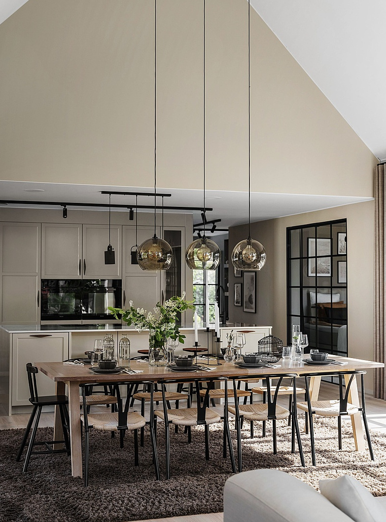 cuisine et salle à manger maison en bois